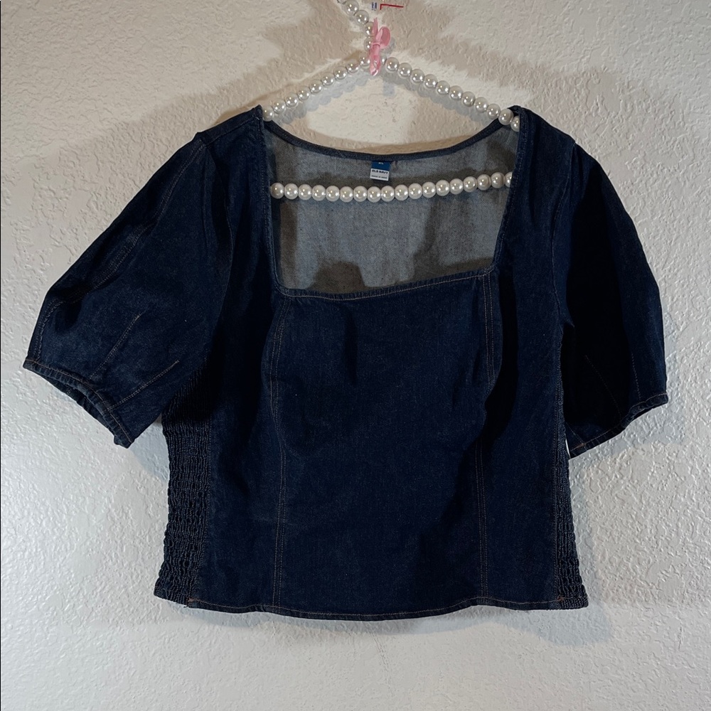 OLD NAVY Square-Neck Denim Cropped Top Size XL NEW - Picture 4 of 15